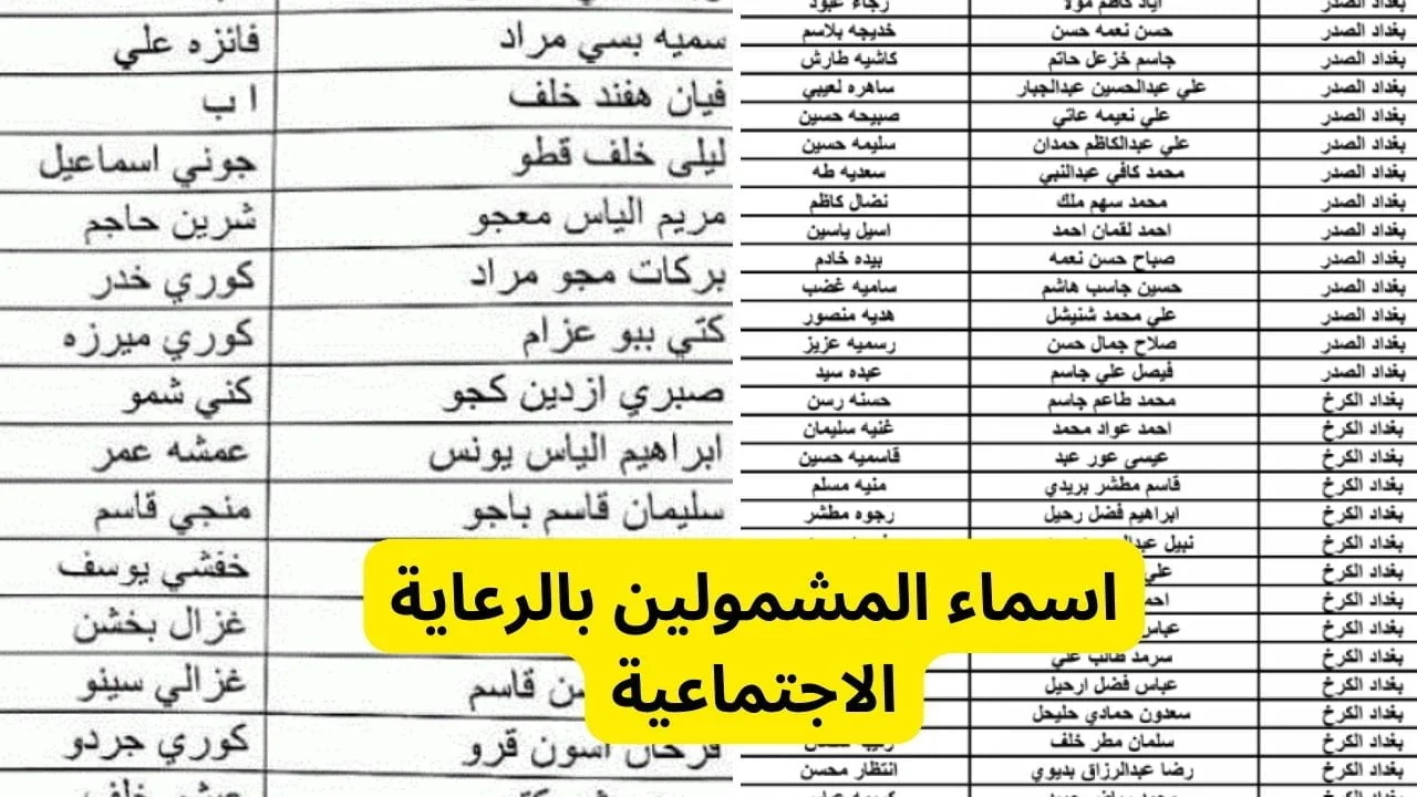 اسماء المشمولين فى الرعاية الاجتماعية 2023 عبر موقع وزارة العمل العراقية
